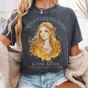 Norse Mythology Shirts Norse Tshirts Norse God Clothing: Freyja's Gilded Tears & Fine Amber Goddess Shirt