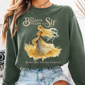 The Braided Fields of Sif Norse Goddess Long Sleeve Shirt