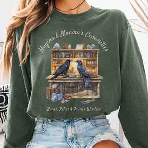 Norse Mythology Shirts Norse Tshirts Norse God Clothing: Huginn & Muninn's Curiosities Norse Gods Long Sleeve Shirt