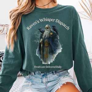 Norse Mythology Shirts Norse Tshirts Norse God Clothing: Raven's Whisper Dispatch Norse Gods Long Sleeve Shirt