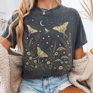 All T Shirts: Luna Moths And Fireflies At Night T-Shirt