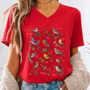 V Neck Tees: North American Birds Field Guide V-Neck