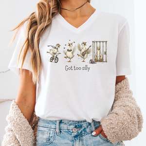 V Neck Tees: Got Too Silly Goose V-Neck