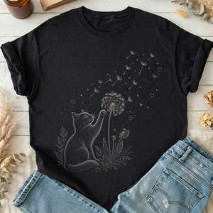 Kitten Batting A Dandelion For A Wish T-Shirt