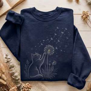 Sweatshirts Only: Kitten Batting A Dandelion For A Wish Sweatshirt