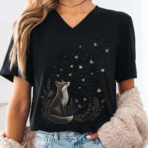 V Neck Tees: Fox and Fireflies V-Neck