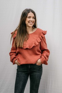 tops: Terracotta Blouse - Maternity & Nursing