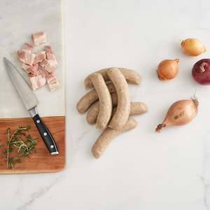 beef: Beef Bacon & Onion Sausages (400g)