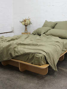Bedding: Linen Duvet Cover - Green Moss