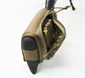 Twin Needle: Twin Needle Stock Pouch with bandolier and cheek rest