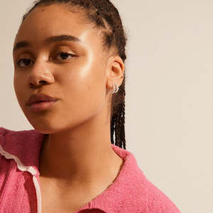 Womens Clothing: Solidarity Recycled Medium Bubbles Hoop Earrings - Silver Plated