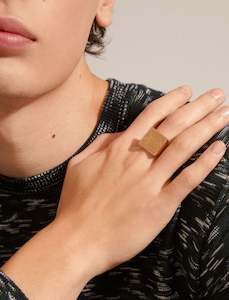 Womens Clothing: Pulse Recycled Signet Ring - Gold Plated