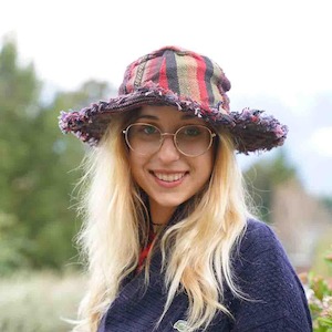 Womans Hats: Hemp Patchwork Fringe Hat
