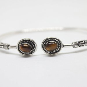 Double Stone Oval White Bangle