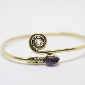 Koru Stone Brass Bangle
