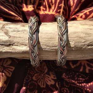 Brass Silver Played Bangles: 3 Metal Wire Knot Bangle