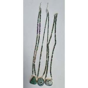 Storm Turquoise Oval Side Oval Sterling Silver Necklace