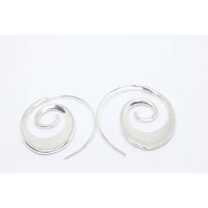 Oval Wave Silver Plated Earrings