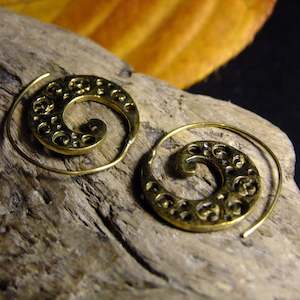Brass And Silver Plated Earrings: Polka Spiral Earring