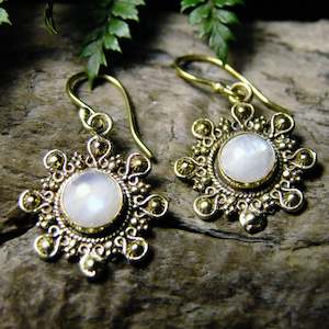 Brass And Silver Plated Earrings: Negrasi Stone Brass Earrings