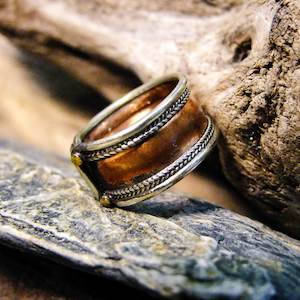 Brass And Silver Plated Rings: Chunky Brass Copper Ring