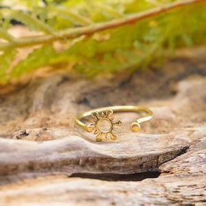 Brass And Silver Plated Rings: Splash Flower Brass Rings