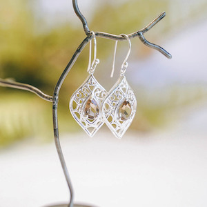 Nessa Floral Shield Teardrop Sterling Silver Earrings