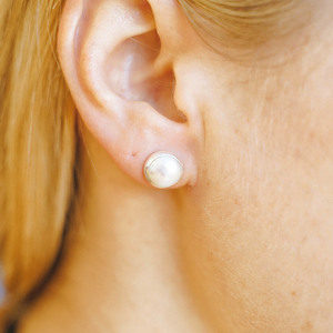 Lapris Stud Sterling Silver Earrings