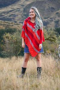 Stripe Brushed Poncho