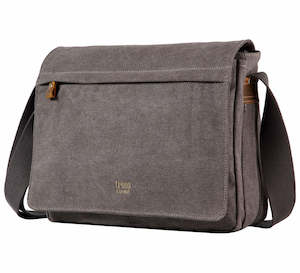 Apparel Accessories: Troop Classic Small Flap Front Messenger Bag - Charcoal