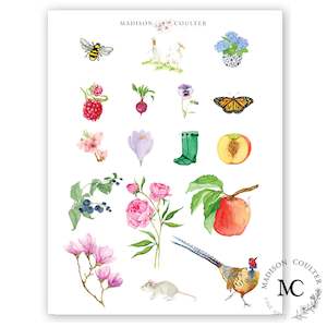 New Zealand: Flower Stickers by Madison Coulter - per sheet