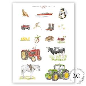 New Zealand: Farm Life Stickers by Madison Coulter - per sheet