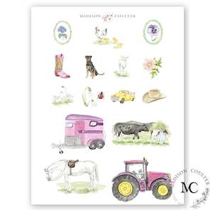Farm Girl Stickers by Madison Coulter - per sheet