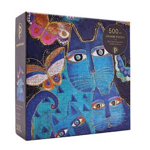 Blue Cats & Butterflies 500-Piece Puzzle by Laurel Burch