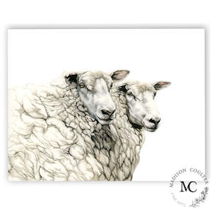 Portrait of Sheep Print by Madison Coulter A4