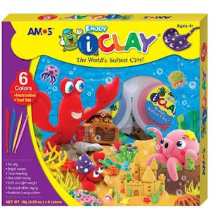 Art Other: Amos i-Clay Modelling Clay Kit 18g x 6 Pieces with Modelling Tools