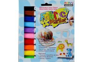 Marvy Fabric Markers - Set of 10 Colours