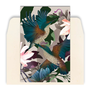Kingfishers & Floral Standard Greeting Card By Flox