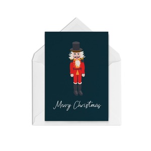 Christmas Cards Blank Inside: Single Merry Nutcracker