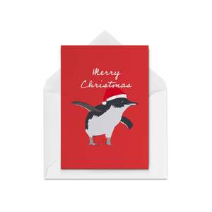 Christmas Cards Blank Inside: Christmas Penguin in Red