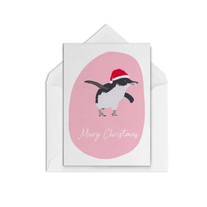 Christmas Cards Blank Inside: Pink Penguin
