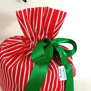 Red Stripe Ruffle Reusable Gift Bags - The Party Godmother