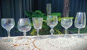 Vintage Glasses - The Party Godmother Party Hire Tauranga