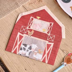 Farm: Barn Shaped Farm Party Napkins 16pk