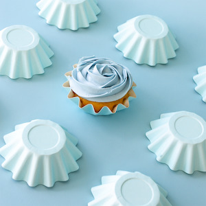 Blue: Pastel Blue Bloom Baking Cups (24 pk)