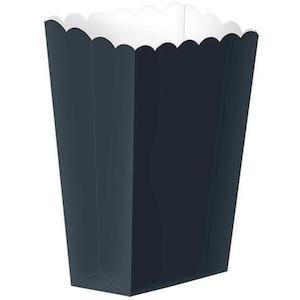 Treat Bags Boxes: Black Popcorn Favour Boxes 5pk