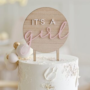 Cake Topper: It's A Girl Wooden Cake Topper