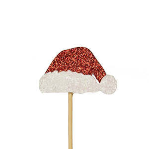 Cake Topper: Glitter Santa Hat Cupcake Topper 12 pk