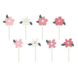 Cake Topper: Flower Cake & Cupcake Toppers 8pk