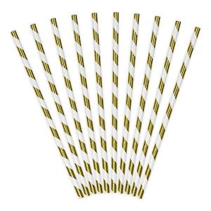Straws: Gold Striped Straws 10pk